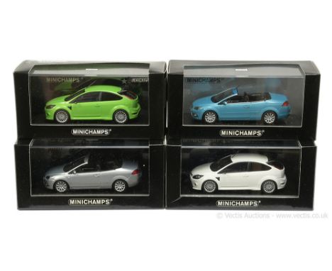 Minichamps (1/43 Scale) a group of Ford Focus Models (1) RS (2009) - white - (Ltd 1632); (2) same as (1) but green (Ltd 1728)