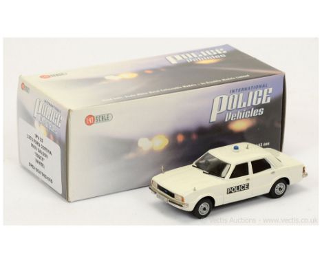 Brooklin Models IPV33 Ford Cortina Mark 4 Saloon 1976 "Essex Police" - white, black interior, chrome trim, blue roof light - 