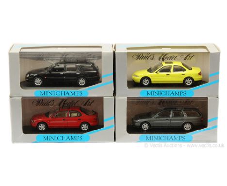 Minichamps (1/43 Scale) - a group of Ford Mondeo Models (1) Saloon - yellow; (2) Hatchback - red, tan interior; (3) Estate - 