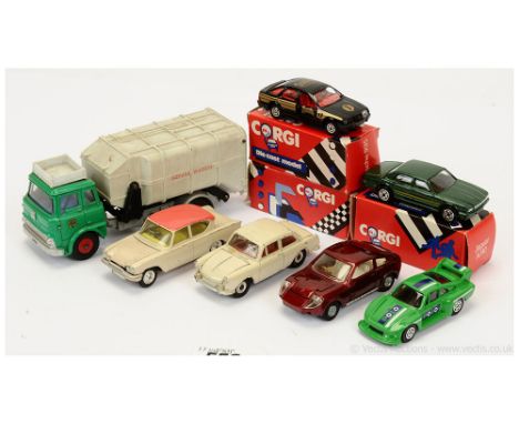 Corgi unboxed Ford Consul Classic - light beige (cream), salmon pink roof, lemon interior; Mini Marcos - metallic maroon, Gol