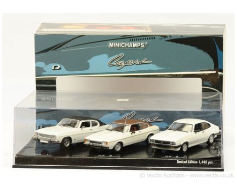 Minichamps (1/43 Scale) - Ford Capri (converted) Set to include (1) (Mark 1) white, black including interior; (2) (Mark 2) wh