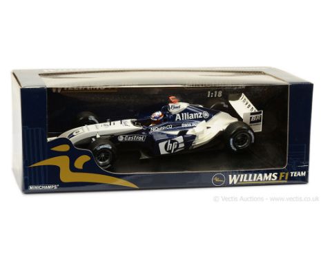 Minichamps (1/18 Scale) BMW "Williams" FW 26 - "Montoya" - white, blue - Mint including "Williams F1 Racing Team" window box.