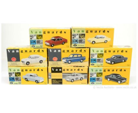 Vanguards (1/43 Scale) a group of Ford vehicles to include VA00129 Anglia "1959 RAC Rally"; VA35002 Classic 100E; VA07301 Cor