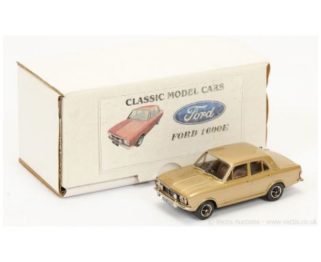British Heritage Models White Metal Ford Cortina (Mark 2) 1600E finished in amber gold, light brown interior, chrome trim - M