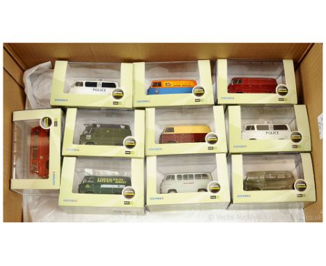 Oxford Diecast - a group of Ford 400E Vans and Minibuses to include "Police"; "Lotus Racing Service"; "Fordson Super Service"