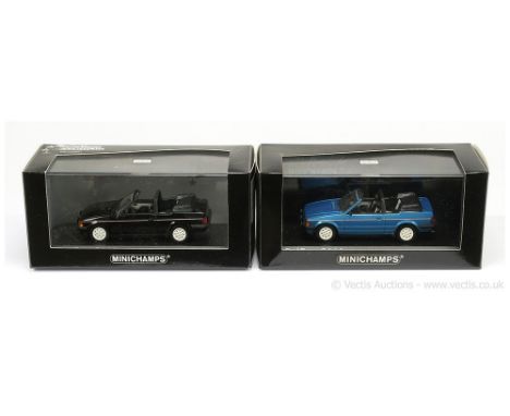 Minichamps (1/43 Scale) a pair of Ford Escort Cabriolets (Mark 3) - (1) black, white wheels (Ltd 1008) and (2) same as (1) bu