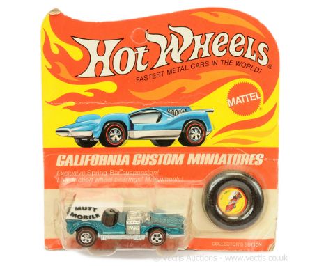 Hot Wheels (Mattel) Redline - 6185 Mutt Mobile - dark metallic aqua, white plastic hood with "Mutt Mobile" to sides - Excelle
