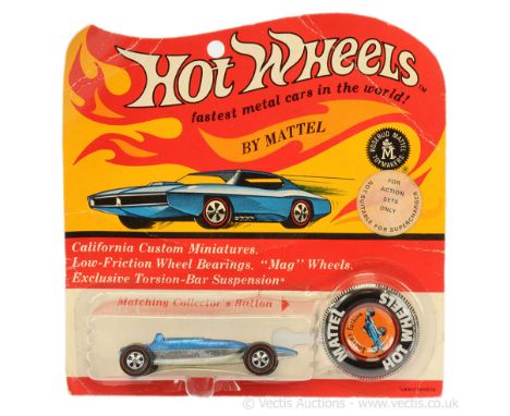 Hot Wheels (Mattel) Redline - 6262 Shelby Turbine - metallic blue with tinplate button/badge &amp; unapplied label sheet - Ne