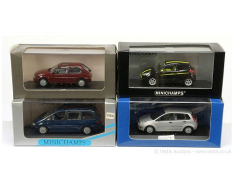 Minichamps (1/43 Scale) - group of Ford Models (1) Galaxy (1995) - blue; (2) Fiesta (1995) - metallic maroon; (3) same as (2)