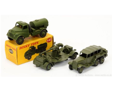 Dinky Military 643 Austin Water Tanker - green including ridged hubs with treaded tyres, figure driver - Excellent (very slig