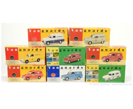 Vanguards (1/43 Scale) a group of Ford Vans to include VA4005 Anglia "RAC Radio Rescue"; VA00415 "Marley"; VA4010 "Jordans"; 