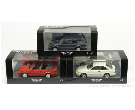 Neo Scale Models (1/43 Scale) a group of Ford Escort models to include 44960 (Mark 4) Turnier - metallic greyish-blue; 44951 