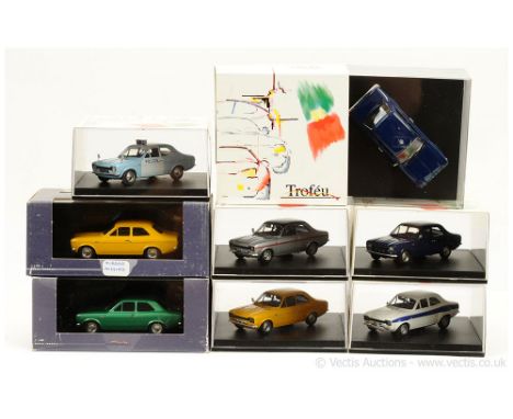 Trofeu (1/43 Scale) a group of Ford Escort (Mark 1) Models to include 503 GT 1300 - blue; 502 another but fern green; 511 RS2