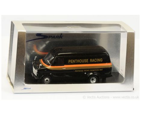 Spark (Minimax) 1/43 Scale S0294 Ford Transit 1975 "Penthouse Racing" - black body with orange and gold trim - Mint including