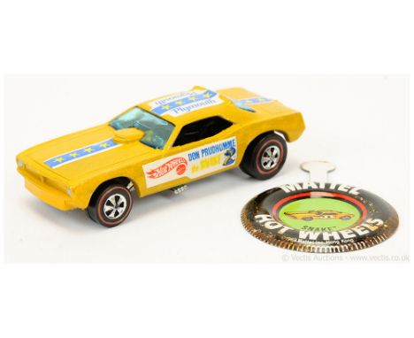 Hot Wheels (Mattel) Redline - 6409 Snake - finished in yellow, blue tinted windows with white, yellow and blue "Plymouth" str