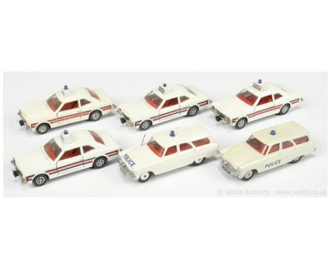 Corgi unboxed group to include 2 x 419 Ford Zephyr Motorway Patrol Car "Police" - white, blue roof light, flat spun hubs - (b