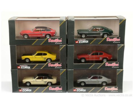 Detail Cars (1/43 Scale) a group of Ford Capri models to include ART305 (Mark 1) 2600GT - red, black; ART304 3000E - cream, b