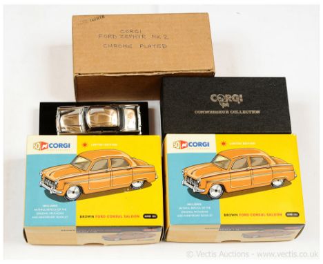 Corgi Classics (1/43 Scale) Ford Zephyr Mark 2 - chrome plated finish with black interior - mounted on display plinth with co