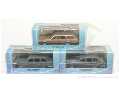 Neo Scale Models (1/43 Scale) a group of Ford models to include 44256 Granada (Mark 2) Turnier Ghia - metallic light gold (ch