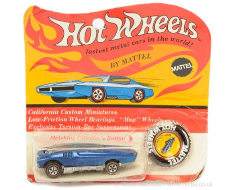 Hot Wheels (Mattel) Redline - 6457 Whip Creamer - dark blue body with tinplate button/badge and label sheet - overall conditi