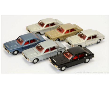 Dinky unboxed group of Ford Zodiac models to include 2 x silver, blue, black, light metallic brown, silver-blue - conditions 