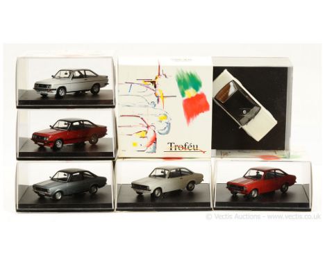 Trofeu (1/43 Scale) a group of Ford Escort (Mark 2) Models to include 803 RS2000 - red, black; 1002S 1300 Ghia - Stardust sil