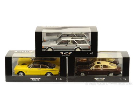 Neo Scale Models (1/43 Scale) Ford Granada group to include 43133 Coupe - metallic brown, cream; another but yellow, black an