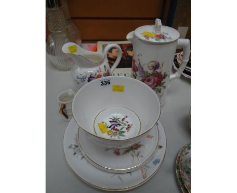 Royal Worcester part tea and cake set with cakestand, two plates, jug and lidded pots etc and two further items of Royal Worc