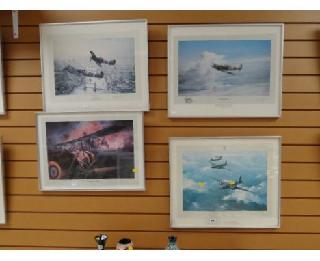 Four framed ROBERT TAYLOR Royal Air force print, Wellington, Reach for the Skies, Victory Salute etc
