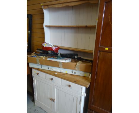 Compact painted pine kitchen dresser