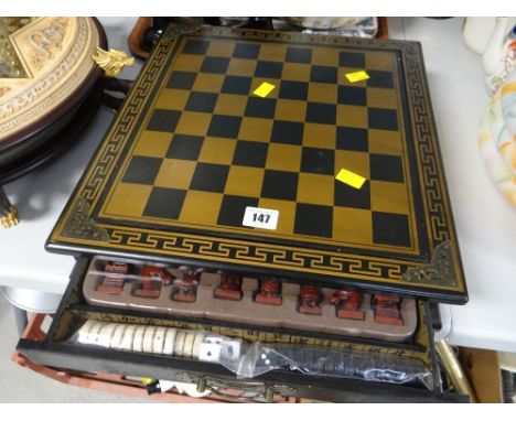 Modern souvenir style Oriental chess and backgammon set