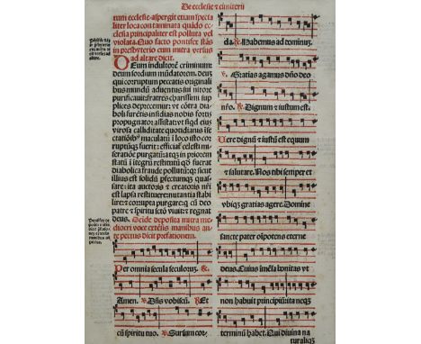 16th century manuscript page from the 'Pontificale Romanum', pub. Venice 1543, 30cm x 22cmProvenance: formerly from the colle