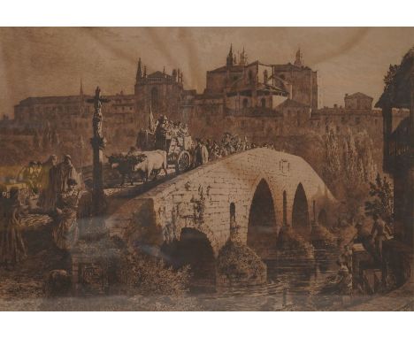 Axel Herman Haig (Swedish 1835-1921): 'Pamplona - Returning from the Fair', etching signed in pencil and dated 1887 in the pl