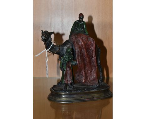 A BERGMAN-STYLE BRONZE CAMEL AND CARPET TRADERS, table lighter, height 20cm (1) (Condition Report: missing lighter)