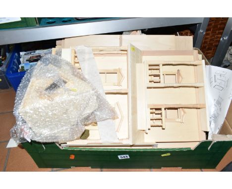 THREE BOXES OF MISCELLANEOUS ITEMS, including dolls house wooden parts and instructions, Christmas vintage looking toy train,