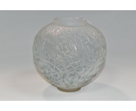 A LALIQUE GUI VASE, circa 1920s, the ovoid vase moulded with mistletoe leaves and berries, model no 948, signed to base 'R. L