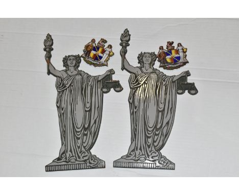 TWO ENAMEL ON BRONZE BIRMINGHAM COAT OF ARMS PLAQUES, 7cm x 7cm, together with two enamelled bronze wall plaques depicting Th