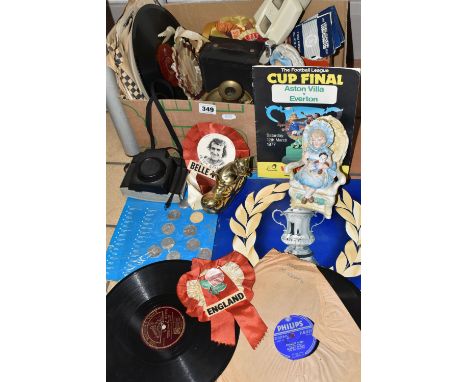 ONE BOX OF SUNDRIES, to include a complete 1970 Esso England World Cup Team coin collection in original presentation display 