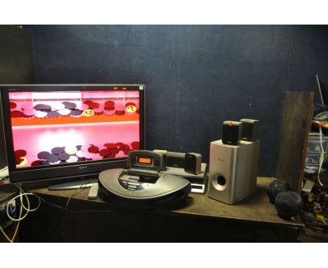 A SONY KDL 40W2000 40in TV with remote (PAT pass and working), a Panasonic portable hi fi, a Pioneer surround sound system wi