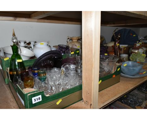 THREE BOXES AND LOOSE CERAMICS AND GLASSWARE, including, three Jasperware Wedgwood trinket boxes with lids, two Japanese styl