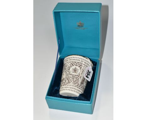 A BOXED HALCYON DAYS ENAMEL BEAKER, a Royal commemorative beaker 1917-1977 'The Diamond Jubilee of the House of Windsor' (1) 
