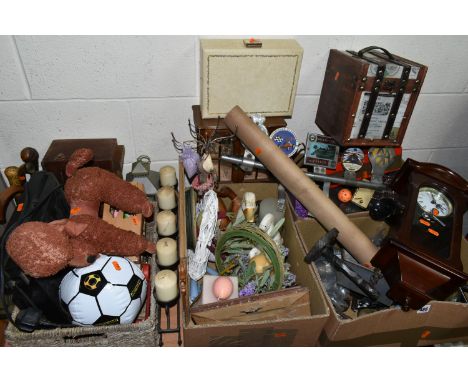 THREE BOXES AND LOOSE MISCELLANEOUS SUNDRIES, to include a 1928 linen Ordnance Survey map of Bromsgrove and Alvechurch, a col