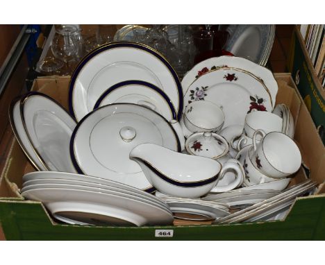 TWO BOXES OF MIXED KITCHEN AND GLASS WARES to include a partial Royal Worcester 'Howard' dinner set consisting eight dinner p