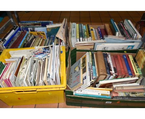 FOUR BOXES OF BOOKS, MAPS AND EPHEMERA, to include approximately ninety books in hardback and paperback format, subjects to i