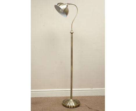Burnished brass finish reading lamp, H143cm   Condition Report   Click here for further images, condition, auction times & de