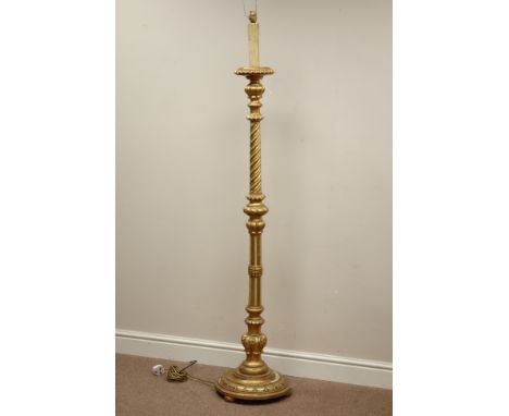 20th century Italian style parcel gilt standard lamp, H168cm (including fitting)   Condition Report   Click here for further 
