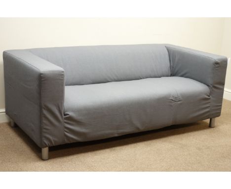 Klippan two seat sofa upholstered in Flackarp grey, loose, washable cover W177cm