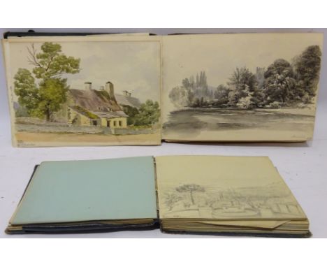 Yorkshire and Other Landscape Views and Italian Views, two Victorian watercolour sketch book's probably by S L Hall, max 18cm
