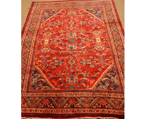 Persian Mahal red ground rug carpet, 292cm x 240cm   Condition Report   Click here for further images, condition, auction tim