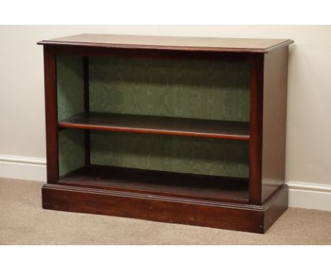 Late 19th century mahogany deep bookcase, single shelf, W108cm, H79cm, D44cm   Condition Report   Click here for further imag